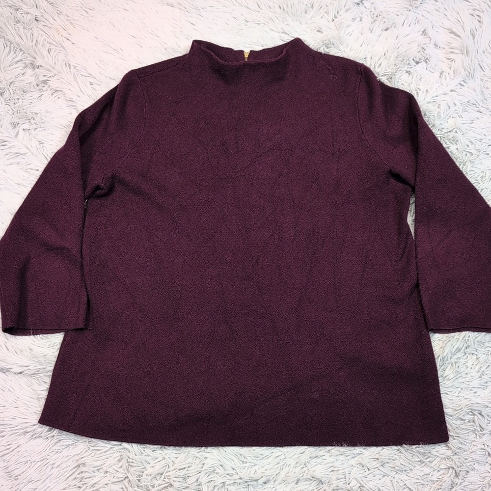 Chico's Sweater Womens Plus 2 Maroon Cozy Comfort Soft Preppy Career